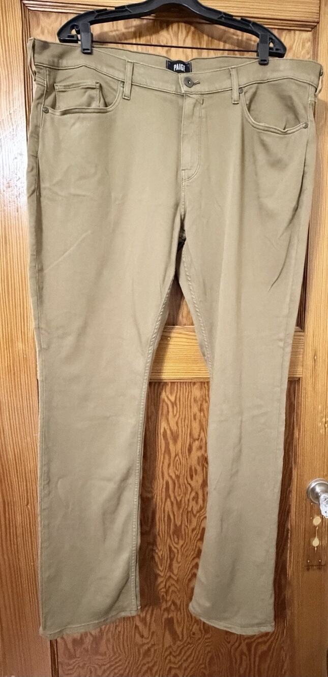 PAIGE Federal Transcend Men’s Khaki Tan Slim Straight Stretch Jeans Pants